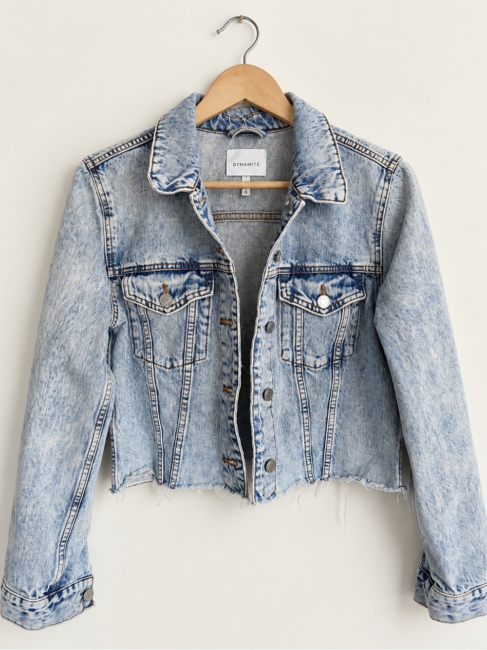 Dynamite Acid Wash Cropped Denim Jacket – Size L